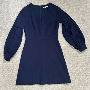 Gianni Bini Deep Blue Long Sleeve Dress Silver Detail and Puff Sleeve